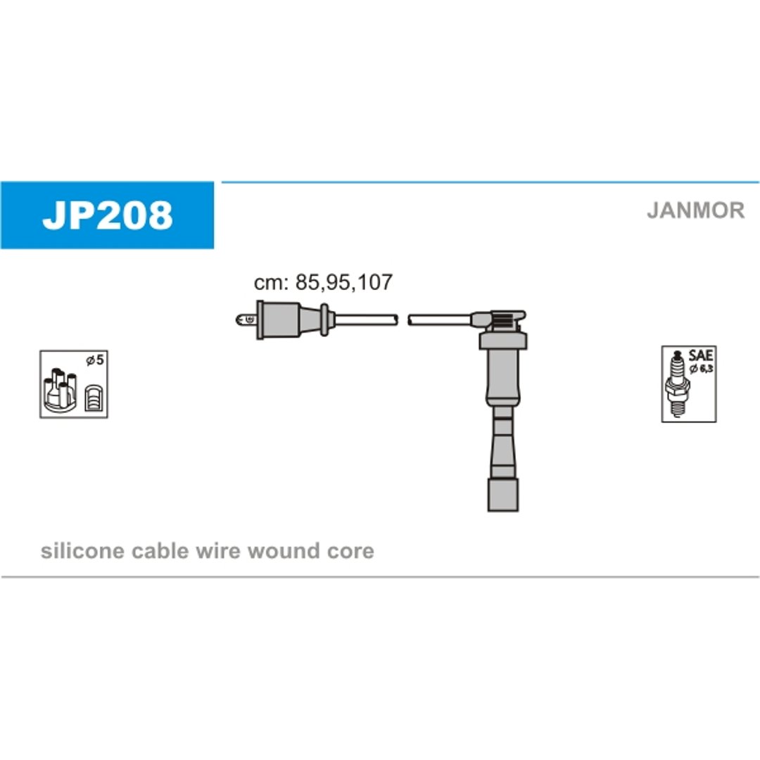 JANMOR Zestaw przewodów zapłonowych JP208