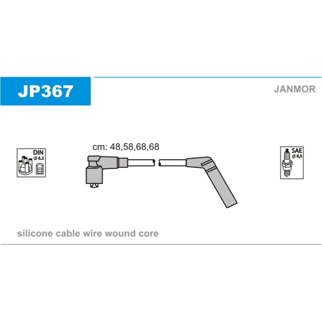 JANMOR Zestaw przewodów zapłonowych JP367