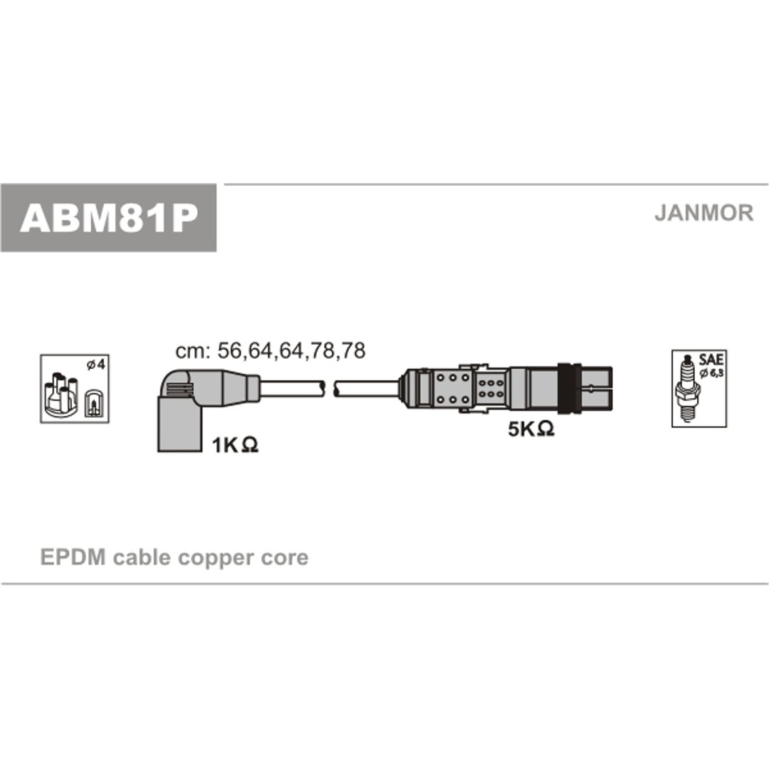 JANMOR Zestaw przewodów zapłonowych ABM81P
