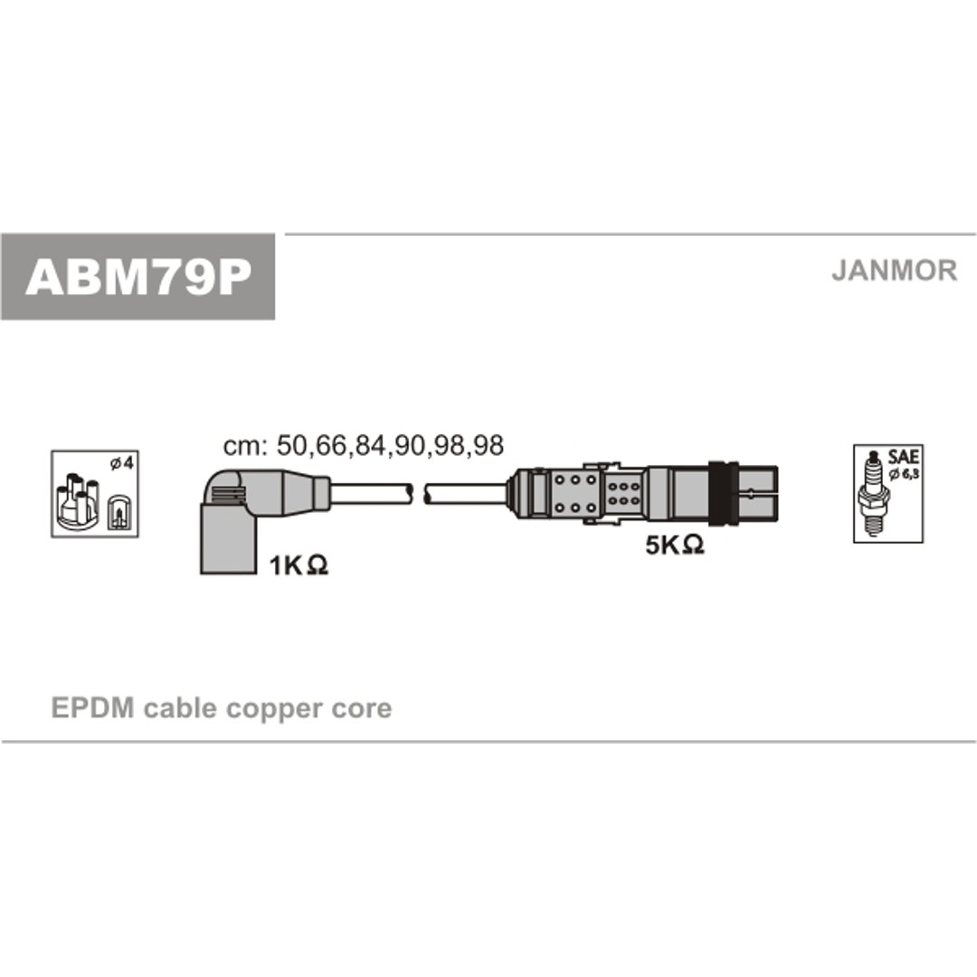 JANMOR Zestaw przewodów zapłonowych ABM79P