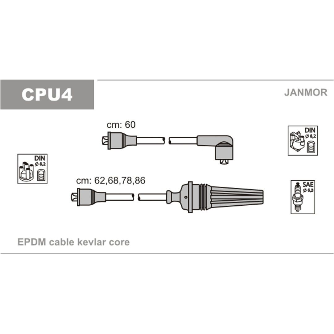 JANMOR Zestaw przewodów zapłonowych CPU4