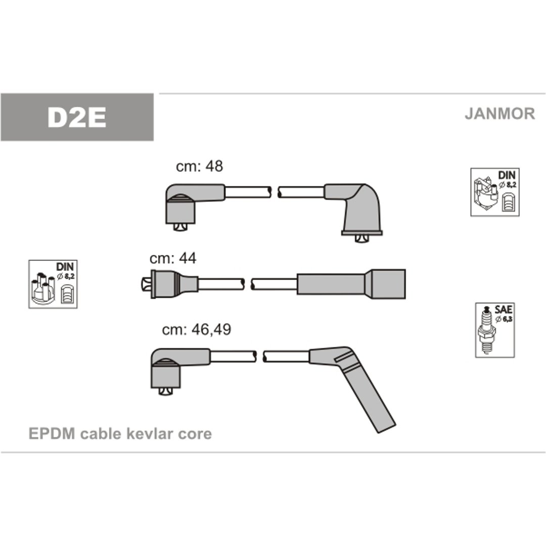 JANMOR Zestaw przewodów zapłonowych D2E