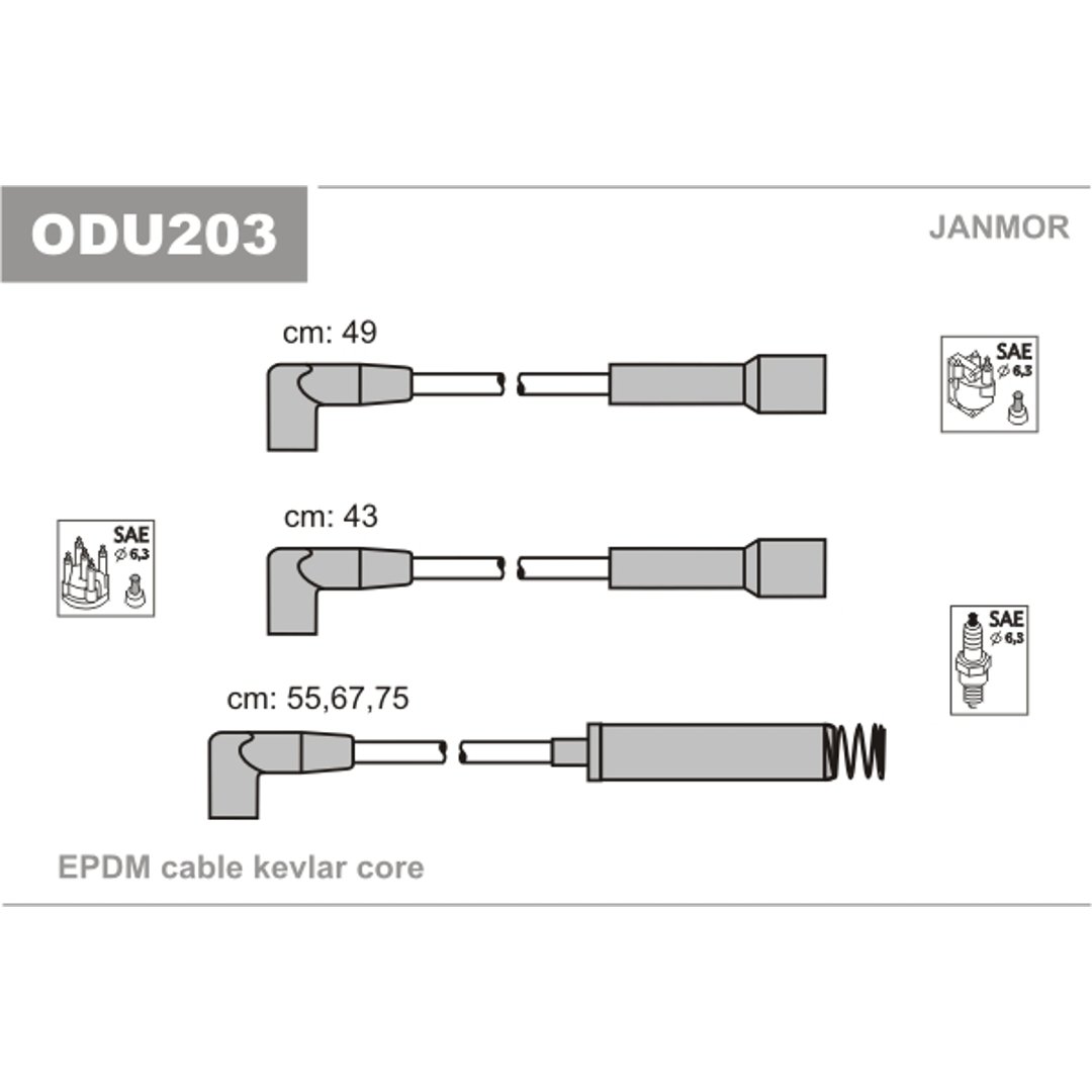 JANMOR Zestaw przewodów zapłonowych ODU203