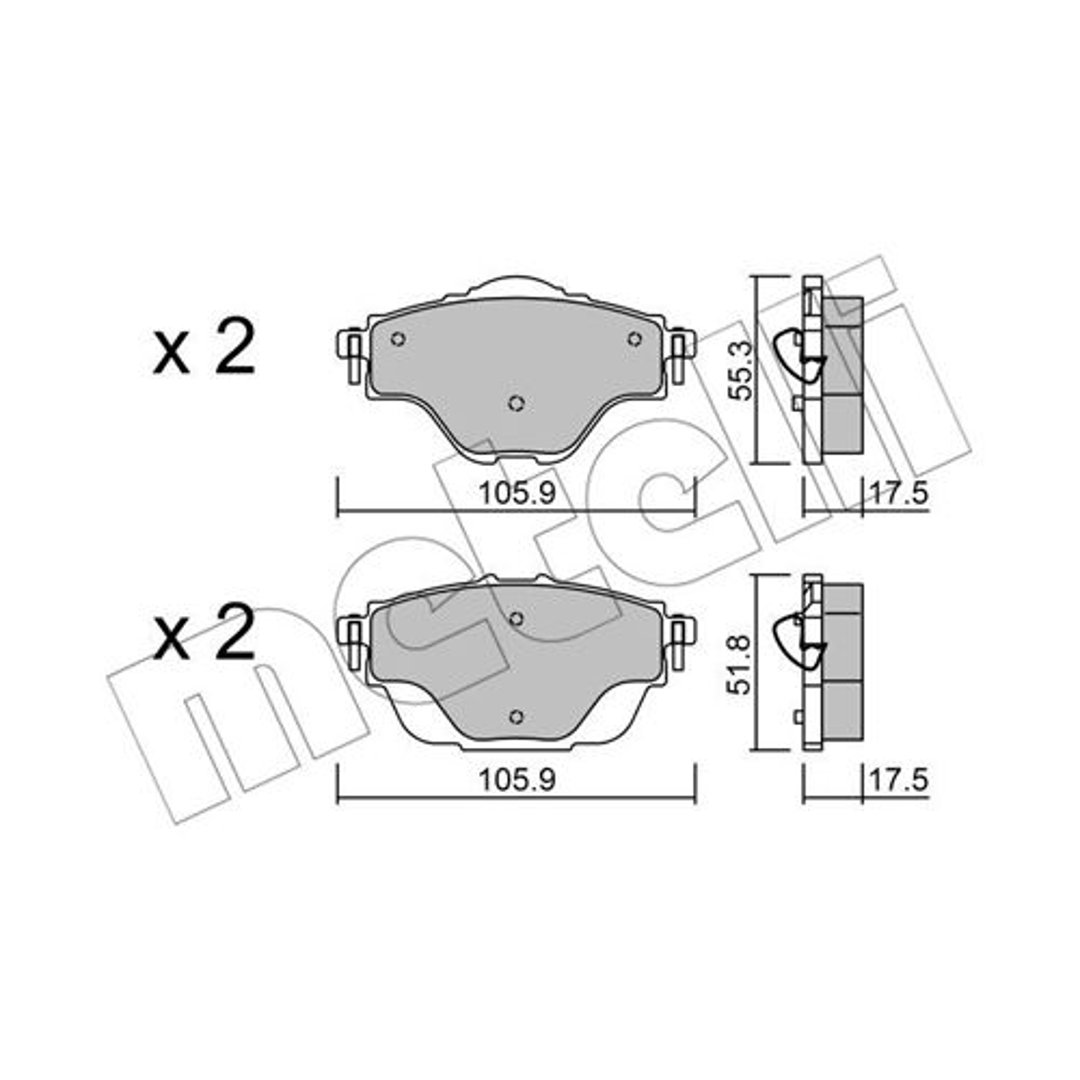 METELLI Zestaw klocków hamulcowych, hamulce tarczowe 22-0988-0 22-0988-0