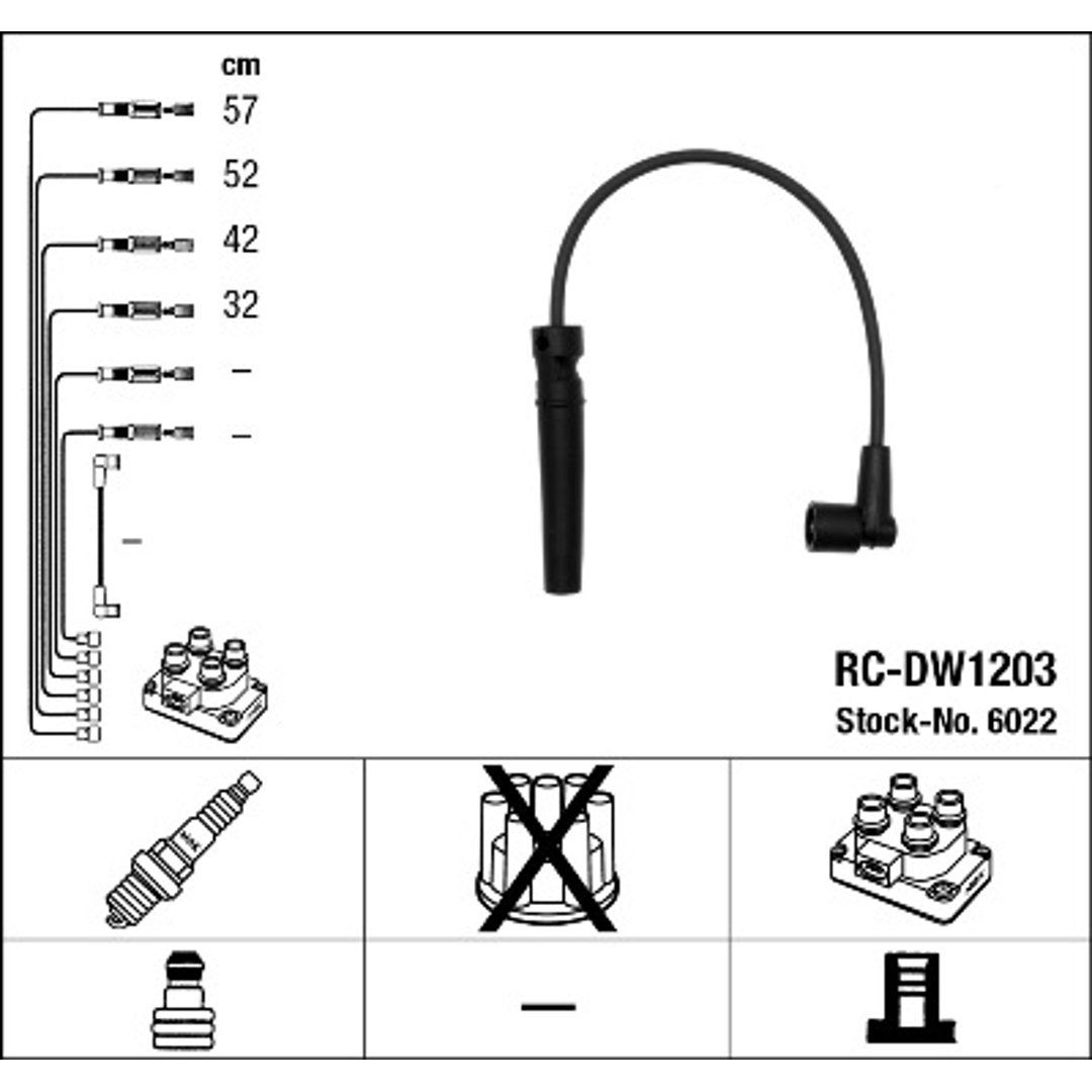 NGK Przewody zapłonowe 6022 RC-DW1203 6022