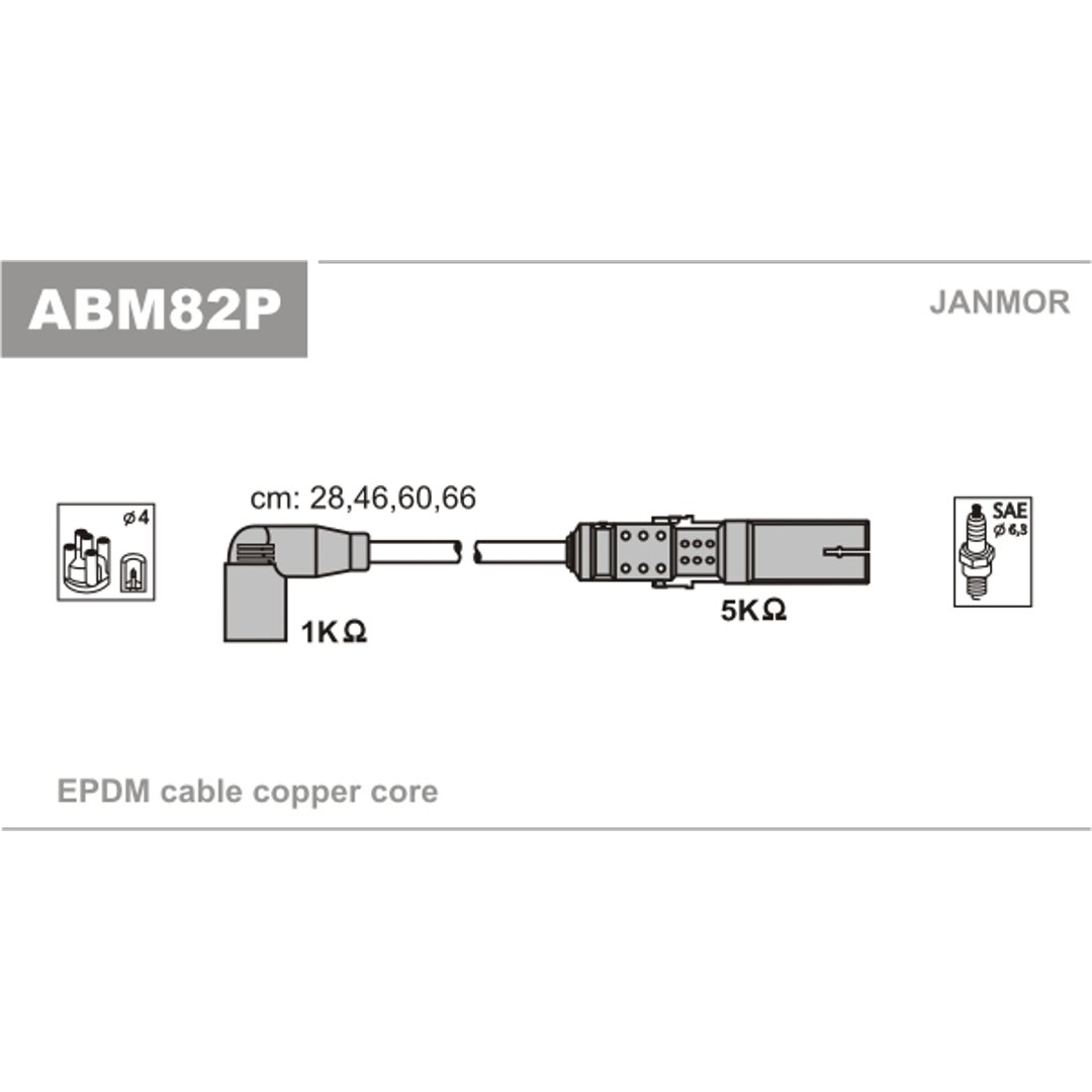 JANMOR Zestaw przewodów zapłonowych ABM82P