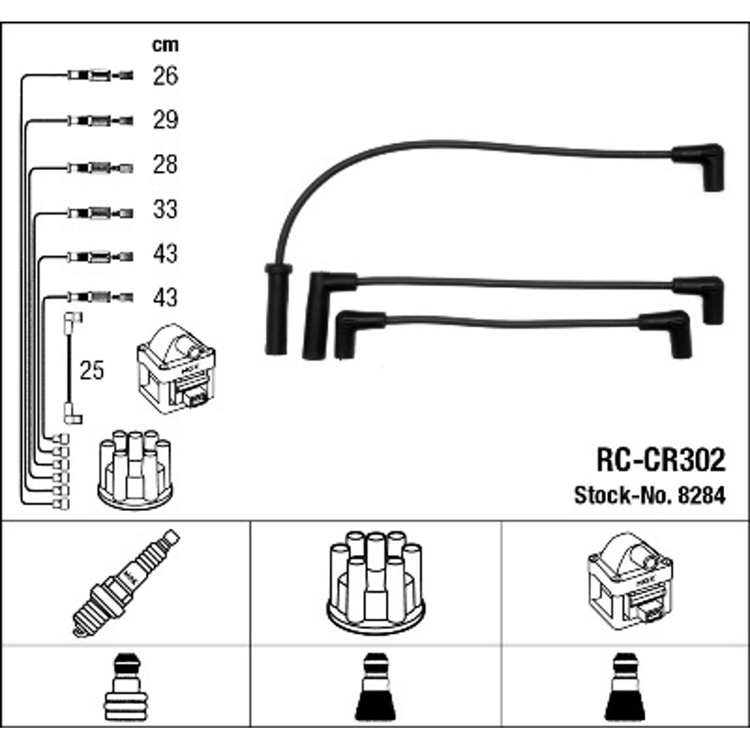 NGK Przewody zapłonowe 8284 RC-CR302 8284