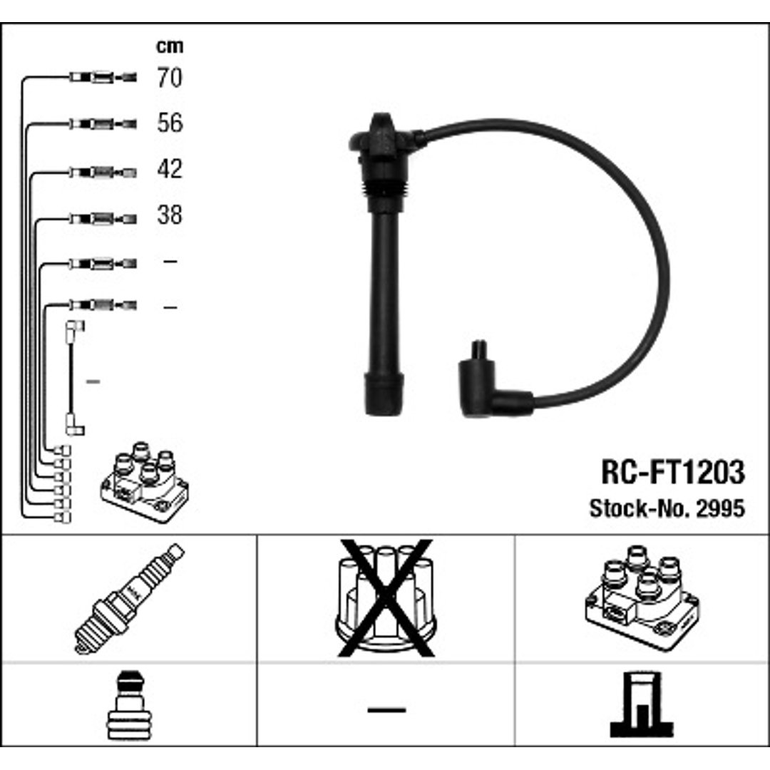 NGK Przewody zapłonowe 2995 Blister Faisceau 16 RC-FT1203
