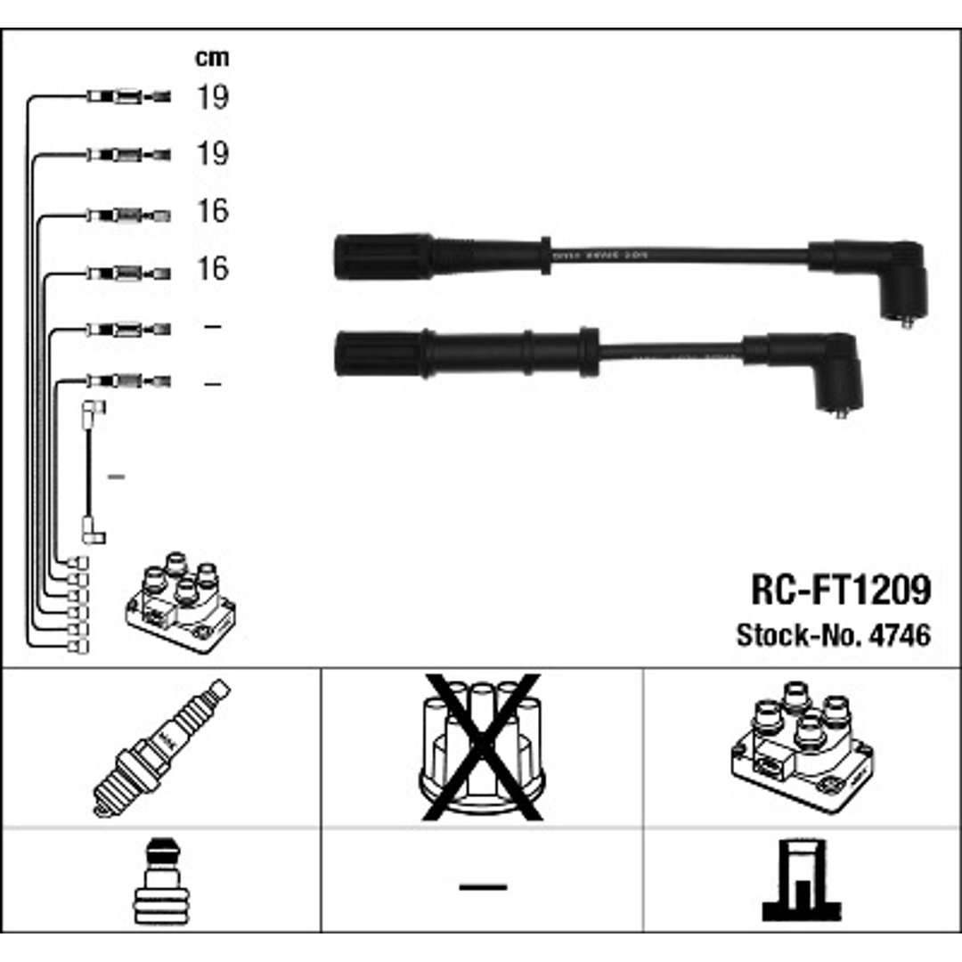NGK Przewody zapłonowe 4746 RC-FT1209