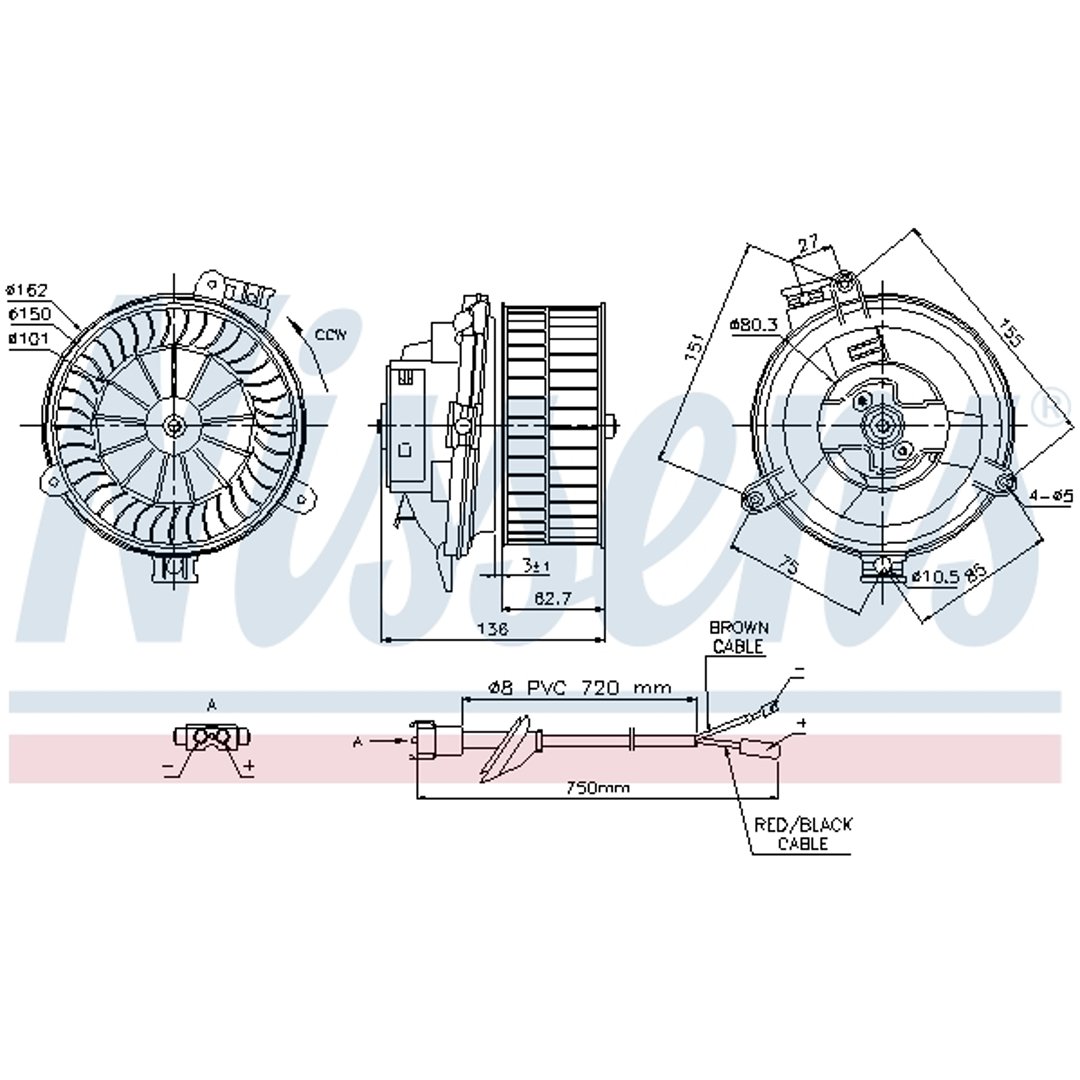 NISSENS DMUCHAWA WNĘTRZA 87153 MERCEDES E-CLASS W124 84 87153