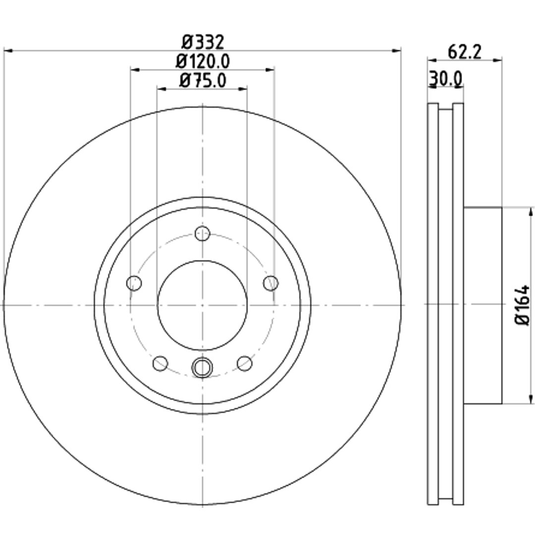 HELLA PAGID 8DD 355 129-291 tarcza hamulcowa PRO High Carbon, oś przednia, powlekana powierzchnia, zestaw z 1 tarczą hamulcową 8DD 355 129-291