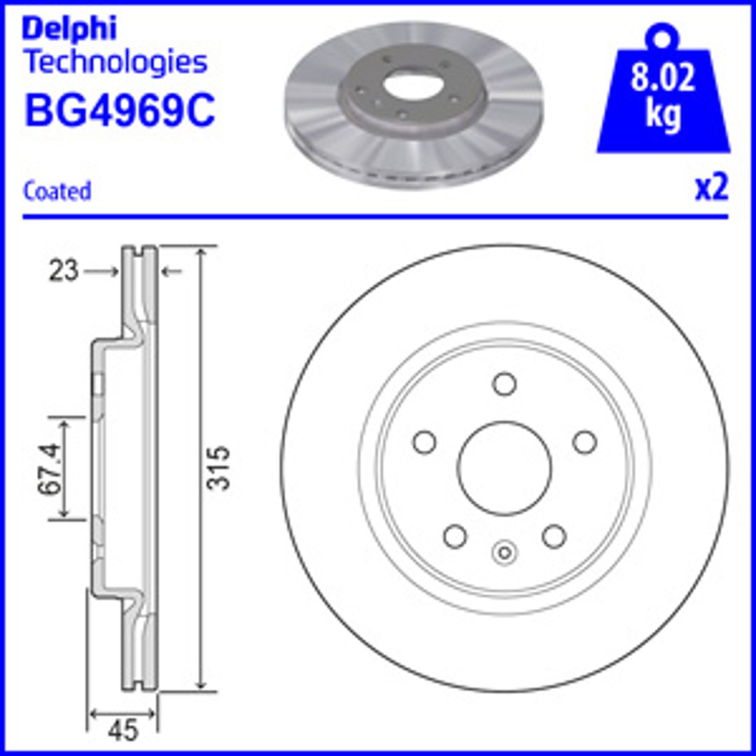 Tarcza hamulcowa DELPHI BG4969C
