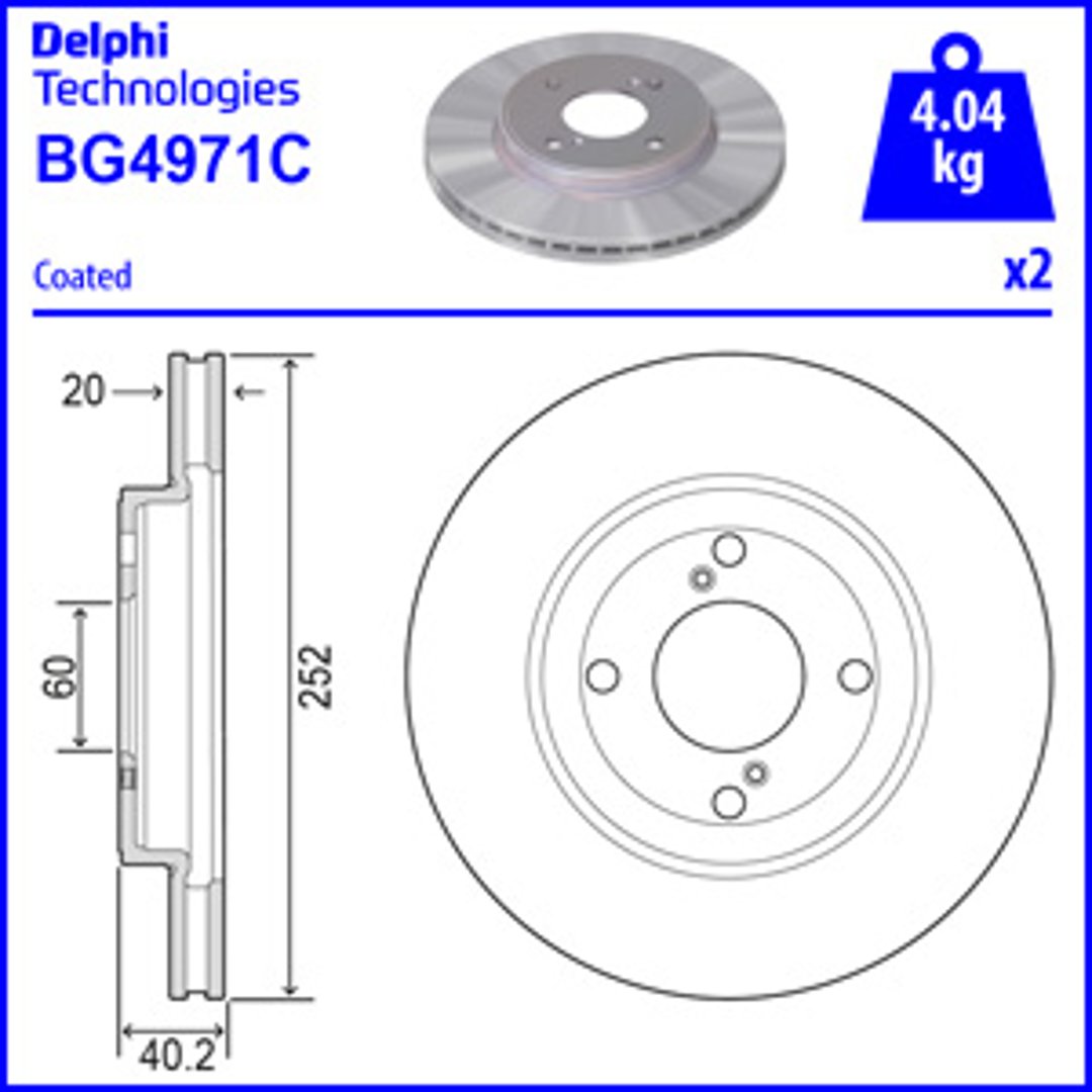 Tarcza hamulcowa DELPHI BG4971C