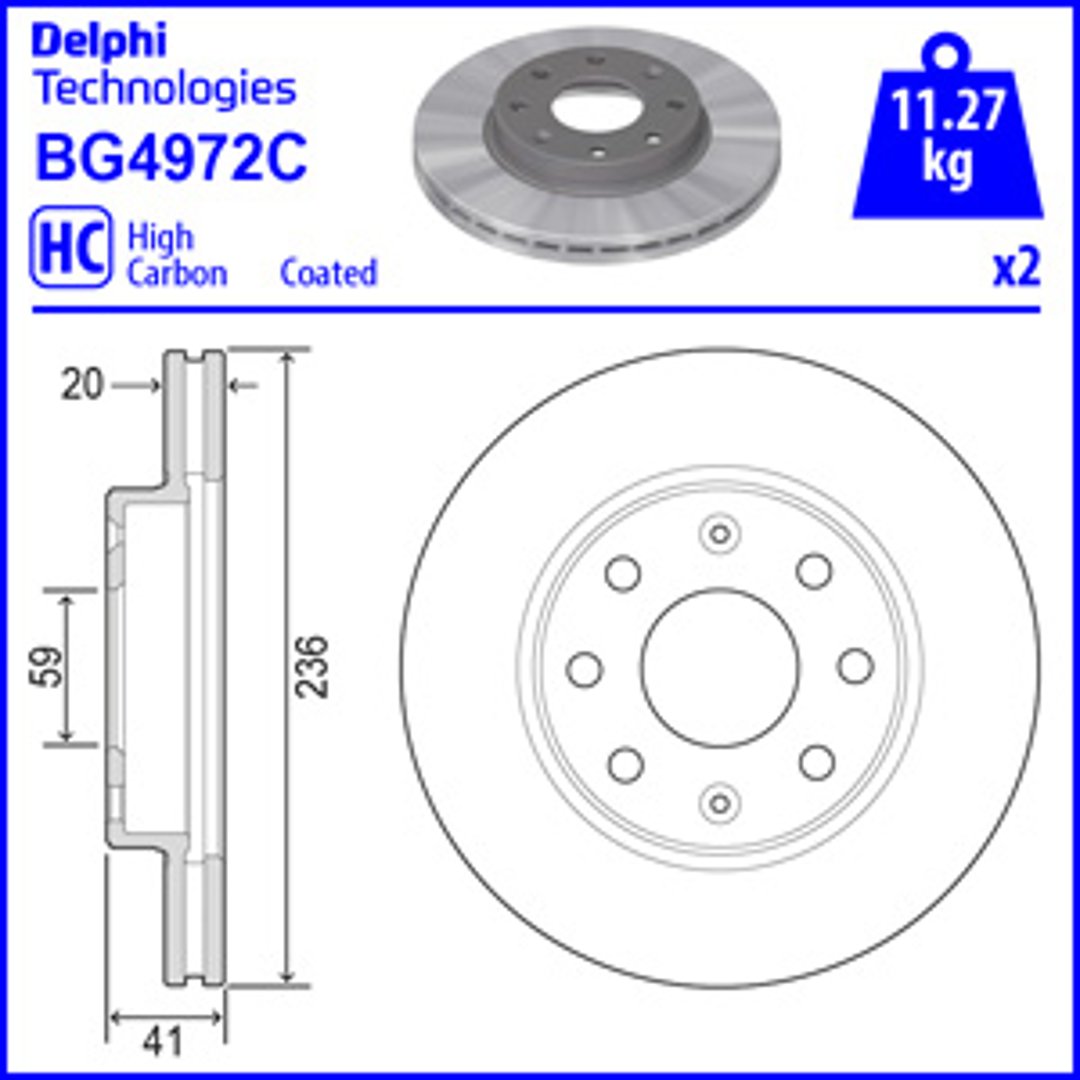Tarcza hamulcowa DELPHI BG4972C