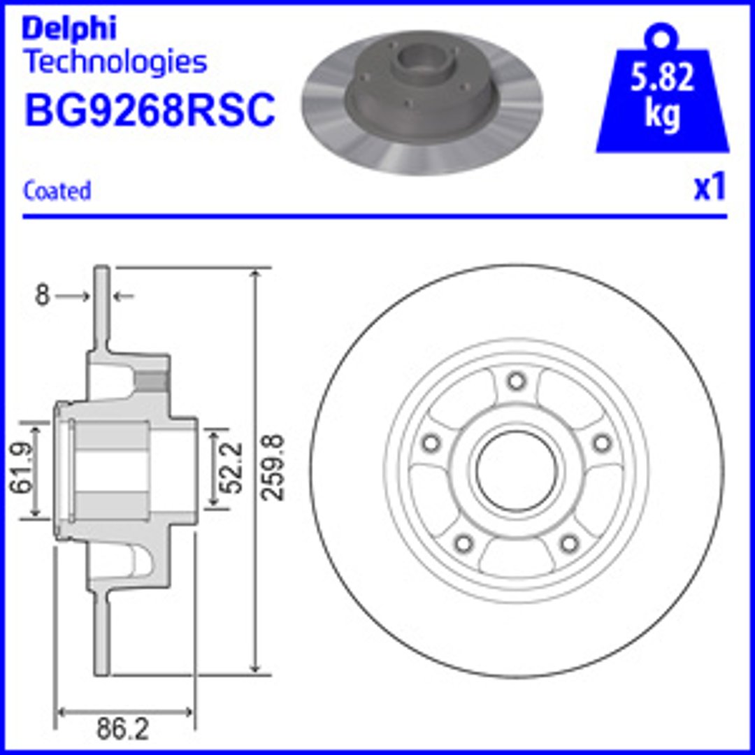 Tarcza hamulcowa DELPHI BG9268RSC