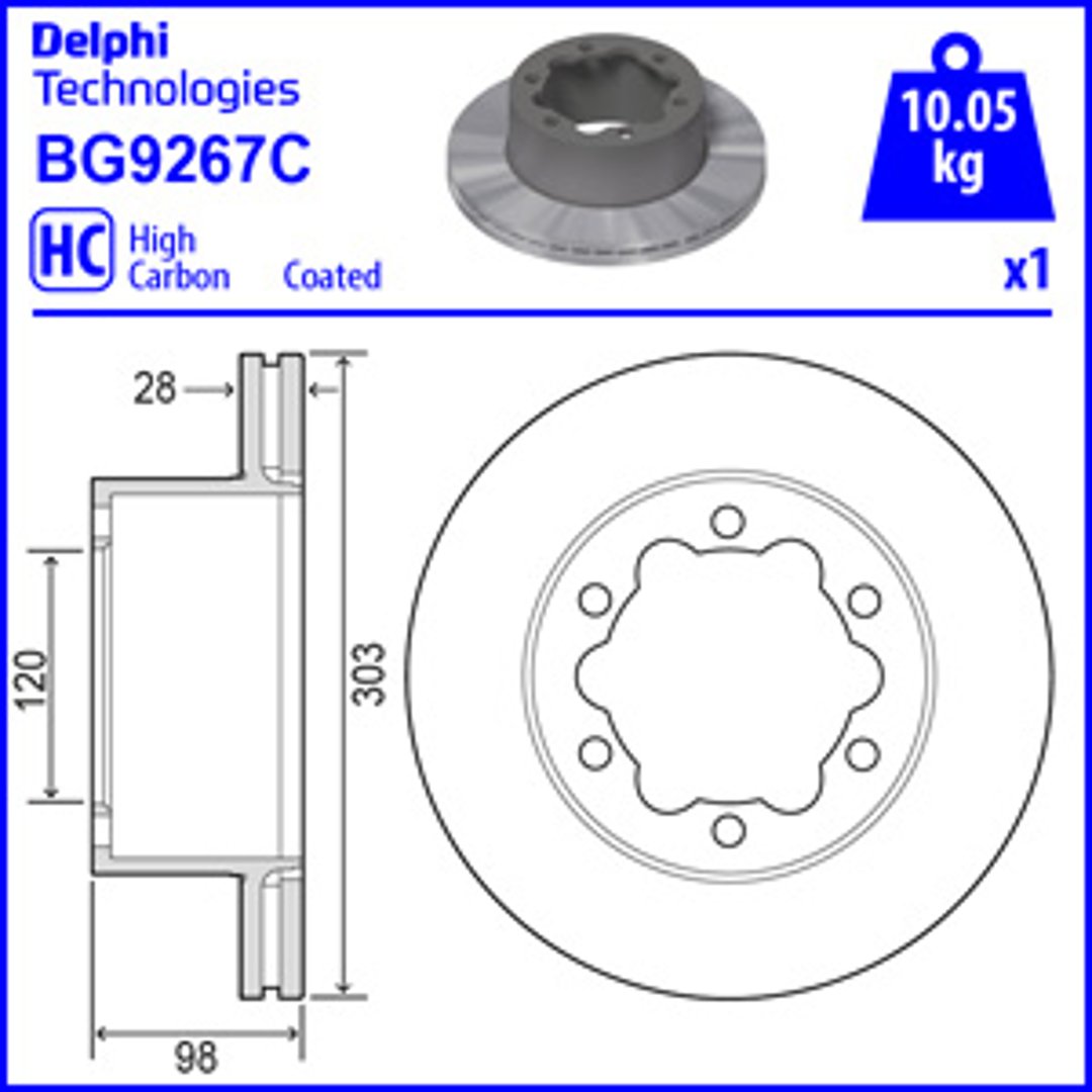 Tarcza hamulcowa DELPHI BG9267C