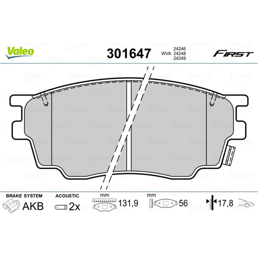 Klocki hamulcowe - komplet VALEO 301647