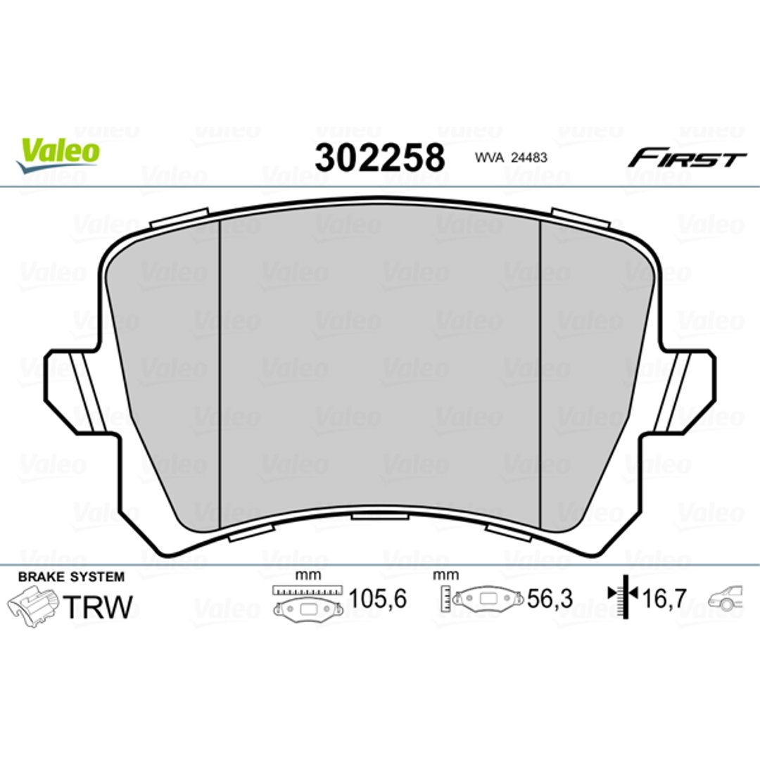 Klocki hamulcowe - komplet VALEO 302258