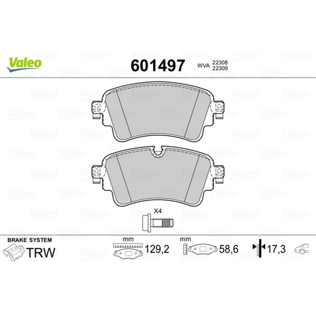 Klocki hamulcowe VALEO 601497