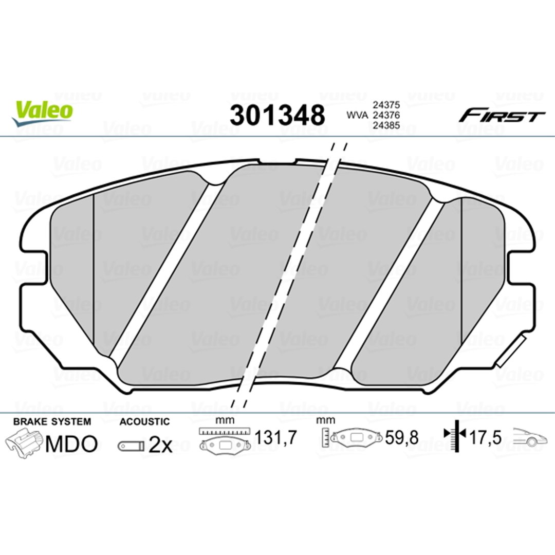 Klocki hamulcowe - komplet VALEO 301348