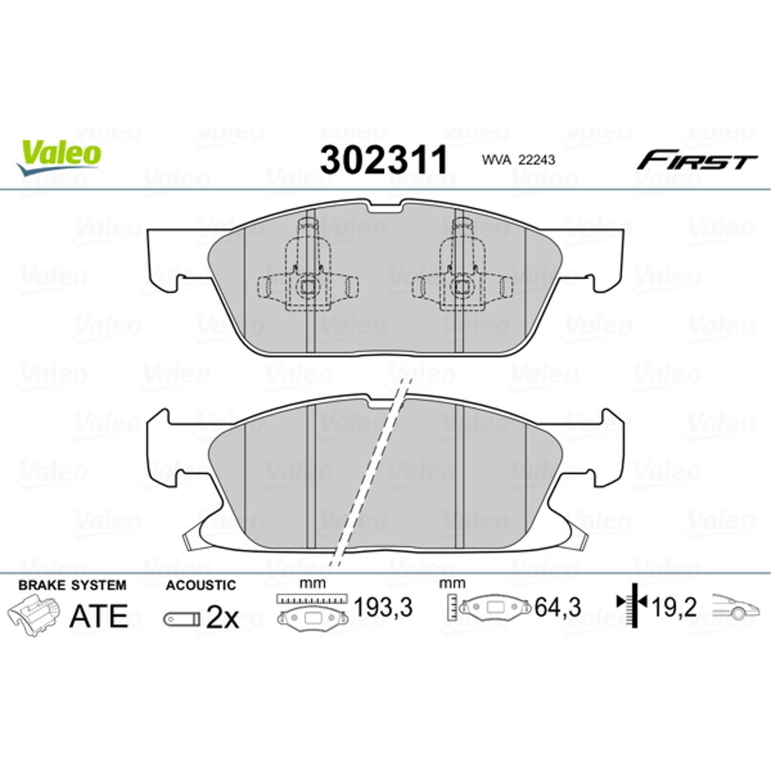 Klocki hamulcowe - komplet VALEO 302311