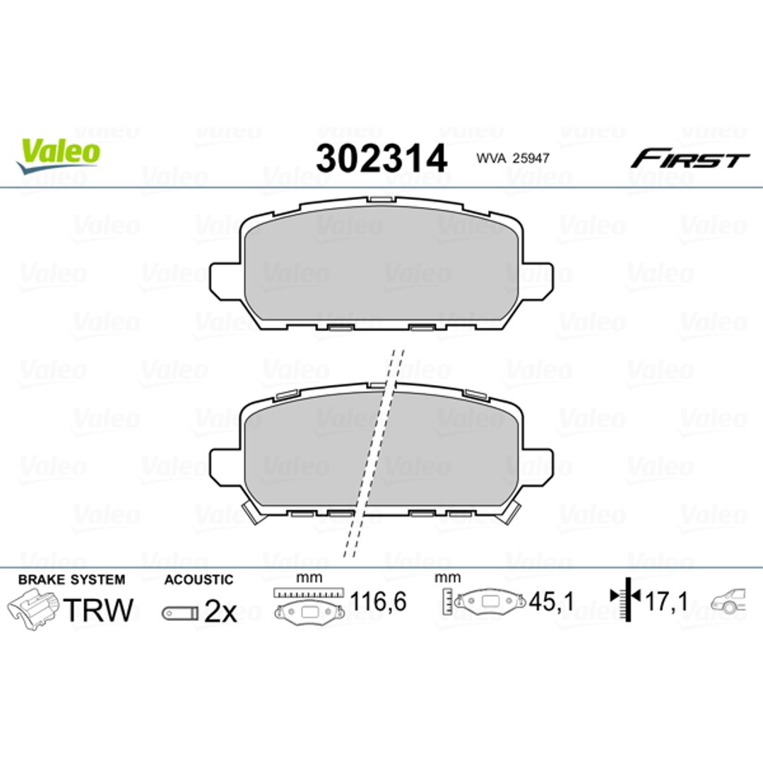 Klocki hamulcowe - komplet VALEO 302314