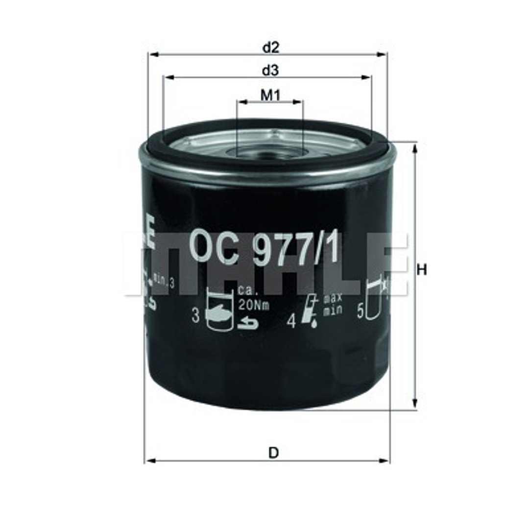 Mahle FILTR OLEJU KNECHT OC 977/1 AUDI A3 1,4TFSI 12-/SEAT LEON MII 11-/SKODA CITIGO OCTAVIA 11-/VW GOLF VII POLO UP 12 OC 977/1
