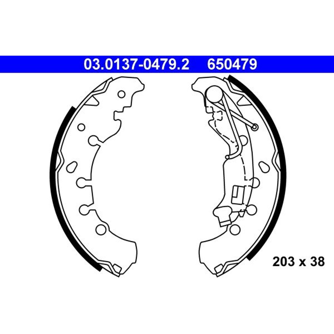 ATE SZCZĘKI HAM  03.0137-0479.2 FIAT IDEA 1.2 16V 04-, 1.4 05-, 1.3JTD 04-, PUNTO 1.4 03- 203X38