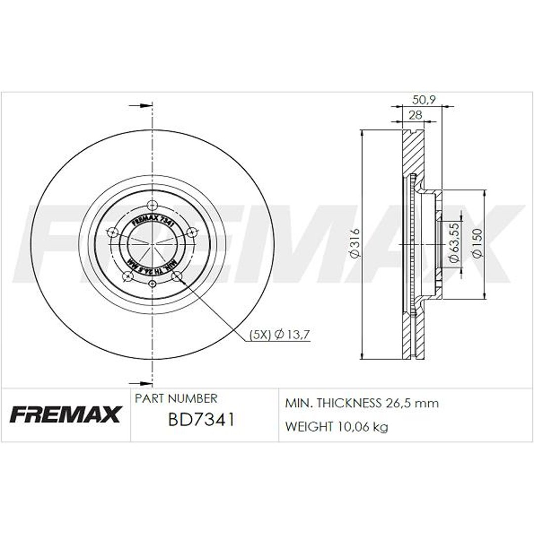 Tarcza hamulcowa FREMAX BD-7341