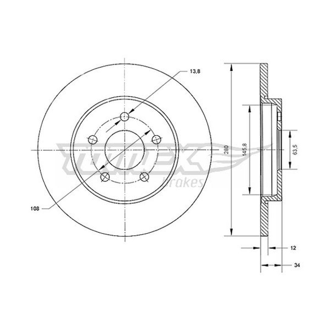 Tarcza hamulcowa TOMEX BRAKES TX 70-53