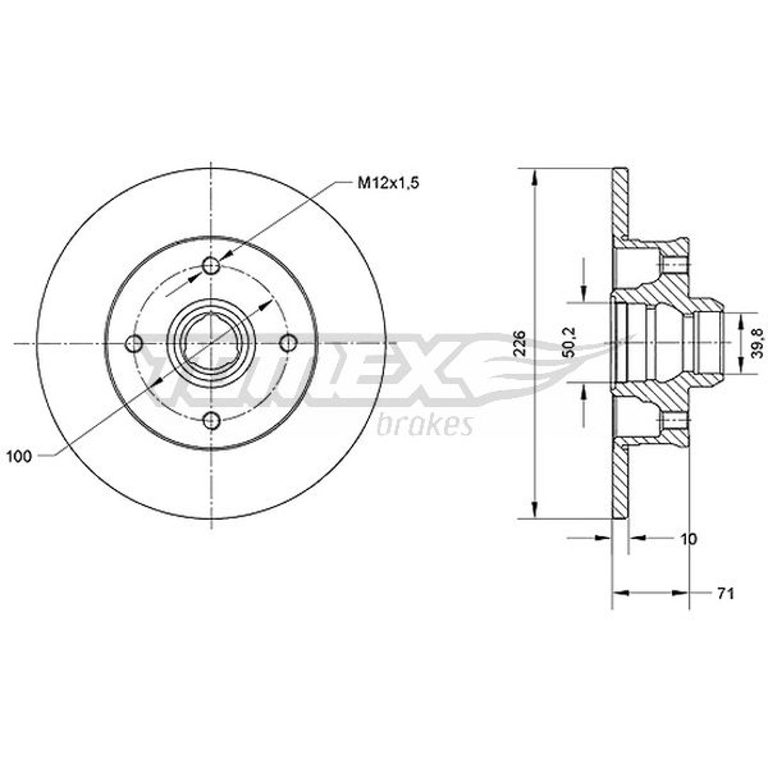 TARCZA HAMULCOWA TOMEX TX7071 357615601 VW GOLF, PASSAT 85-96 TYŁ