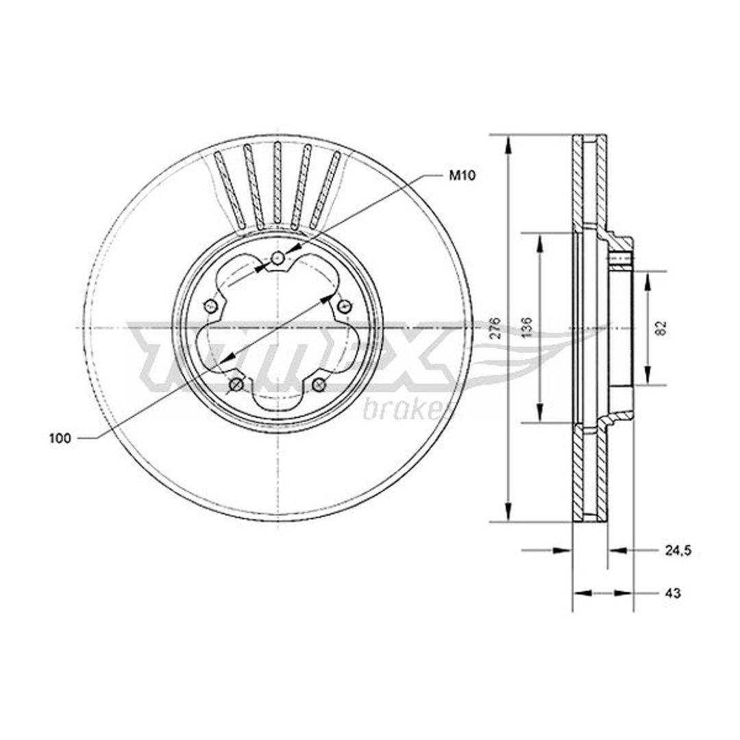 Tarcza hamulcowa TOMEX BRAKES TX 70-75