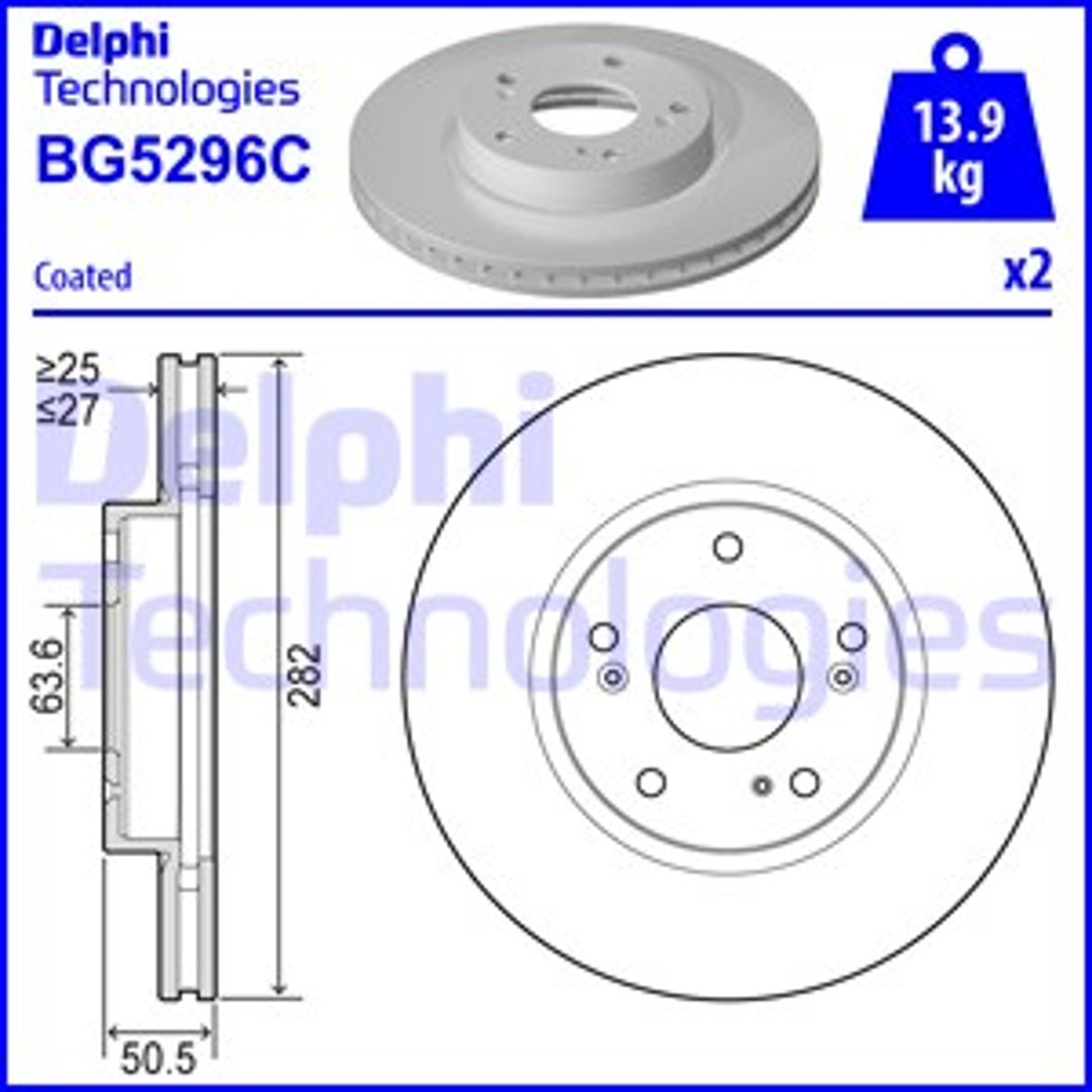 Tarcza hamulcowa DELPHI BG5296C
