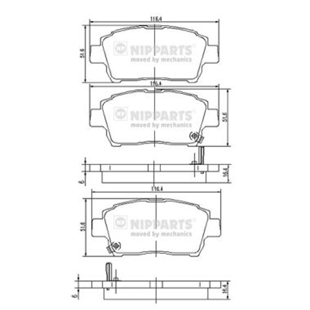 NIPPARTS J3602088 komplet klocków hamulcowych, hamulec tarczowy (4-częściowy) J3602088