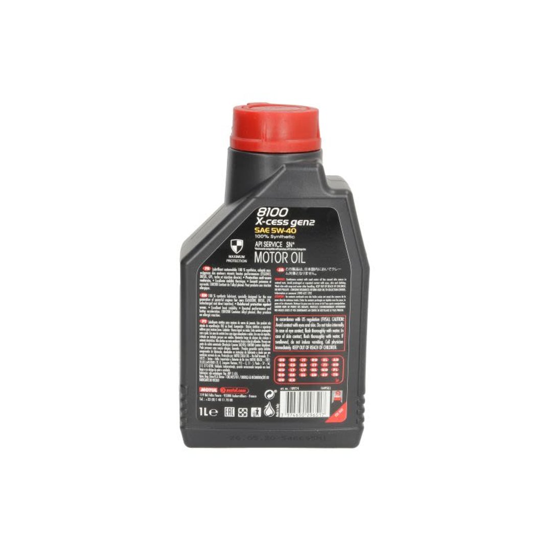 Motul Olej Motul 5W40 1L 8100 X-cess GEN2 502.00 505.00 229.5 226.5 A