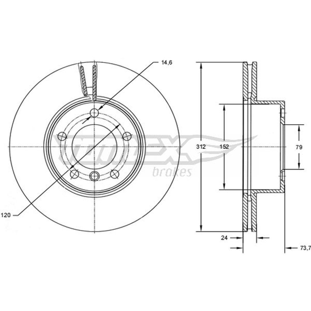 Tarcza hamulcowa TOMEX BRAKES TX 72-78