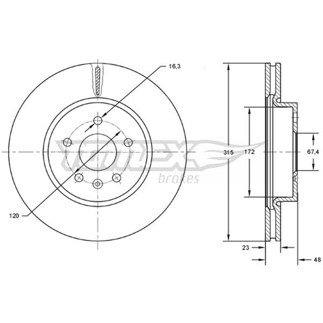 Tarcza hamulcowa TOMEX BRAKES TX 72-97
