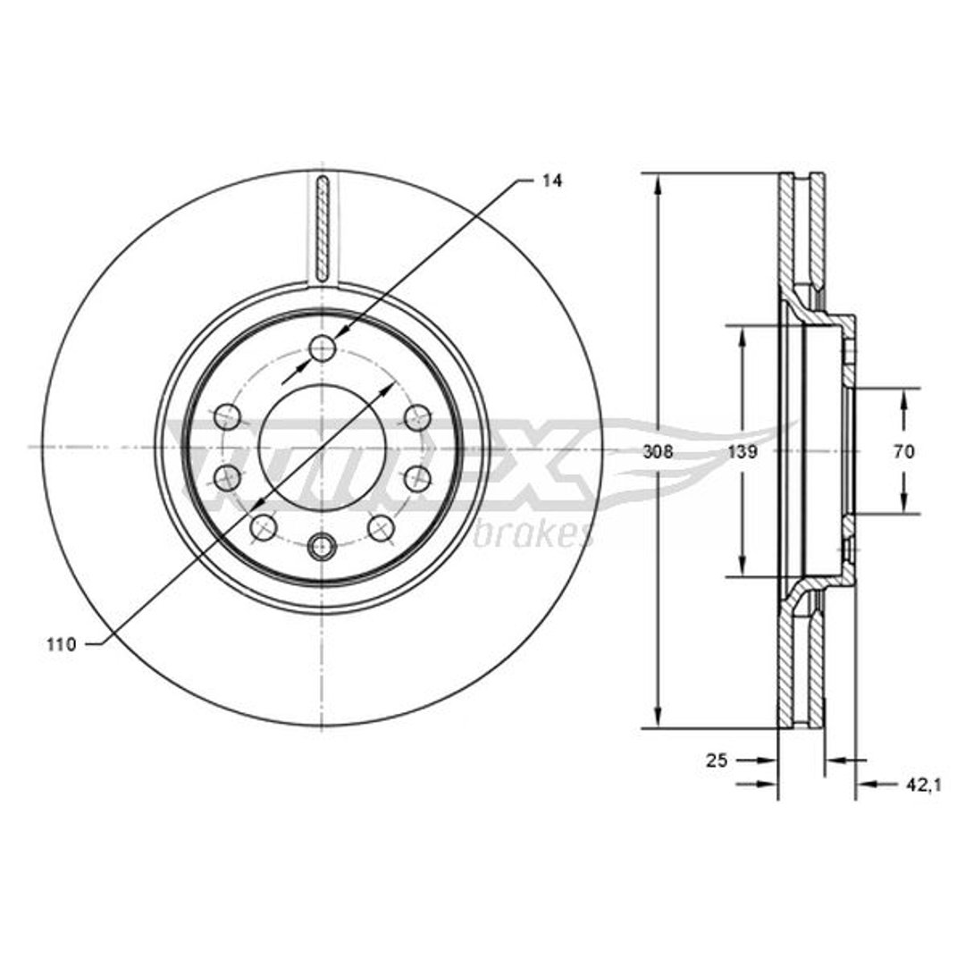 Tarcza hamulcowa TOMEX BRAKES TX 72-03
