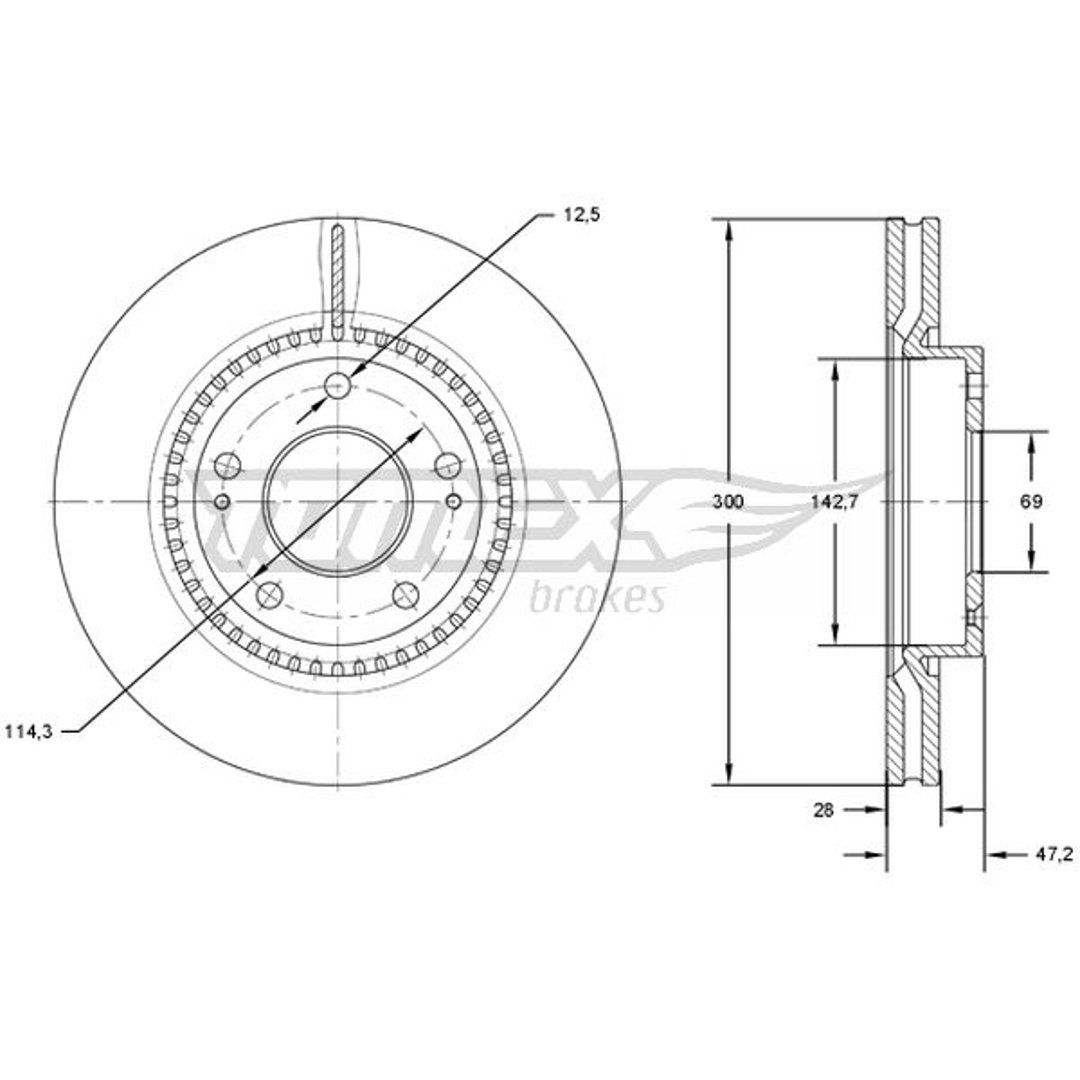 Tarcza hamulcowa TOMEX BRAKES TX 72-47