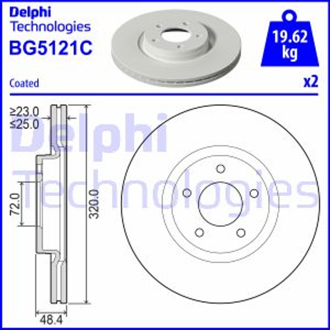 Tarcza hamulcowa DELPHI BG5121C
