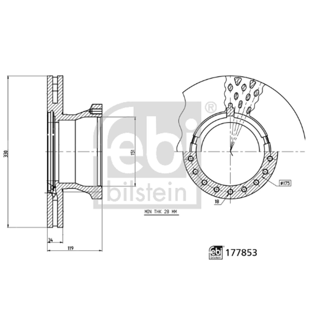 Tarcza hamulcowa FEBI BILSTEIN 177853  w 24 h. Do 100 dni na zwrot. 100 tys. Klientów.