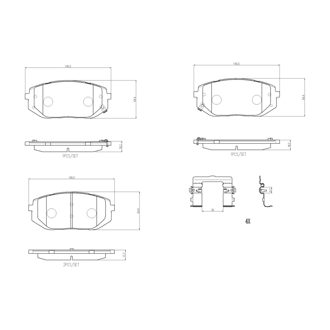 Zestaw klocków hamulcowych, hamulce tarczowe Brembo P 30 140