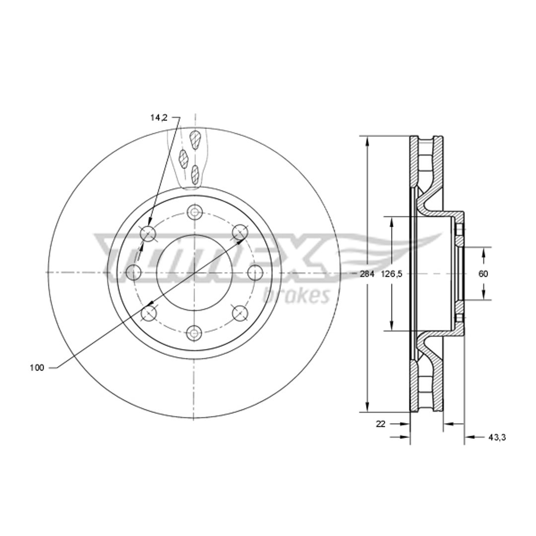 Tarcza hamulcowa TOMEX BRAKES TX 73-76