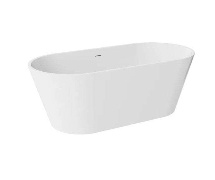 Wanna wolnostojąca Besco Deeva 160x75 cm owalna biały połysk maskownica syfonu czarny WWA-160-DCZ
