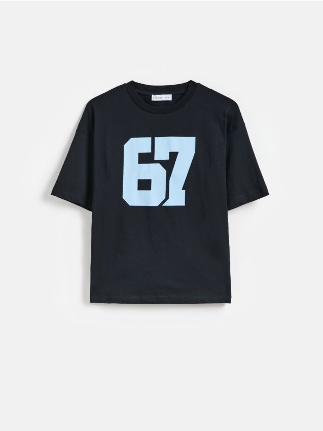 Reserved - T-shirt z nadrukiem 67 - czarny