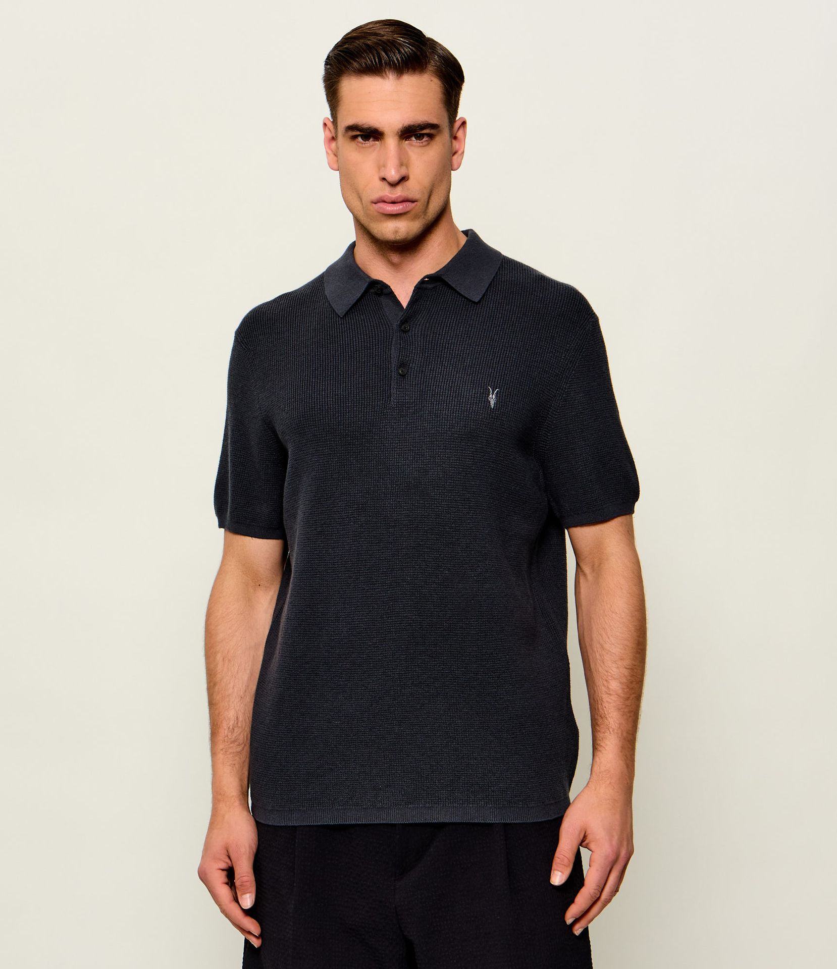 AllSaints Polo ASPEN Regular Fit z dodatkiem wełny