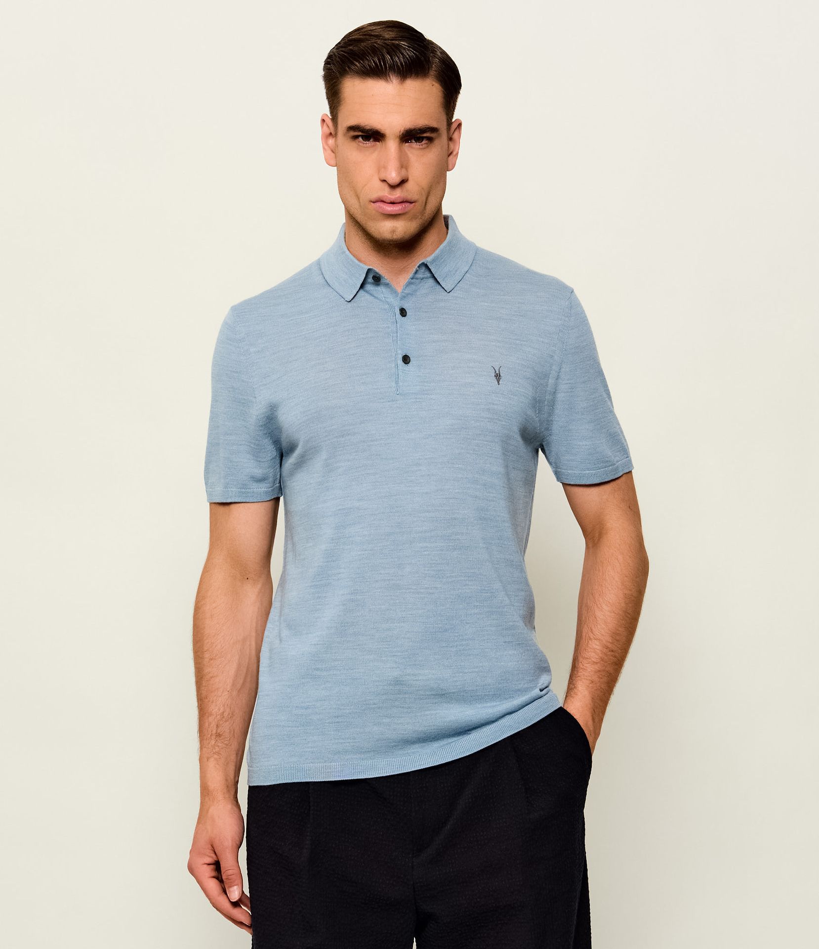 AllSaints Wełniane polo Ramskull Slim Fit