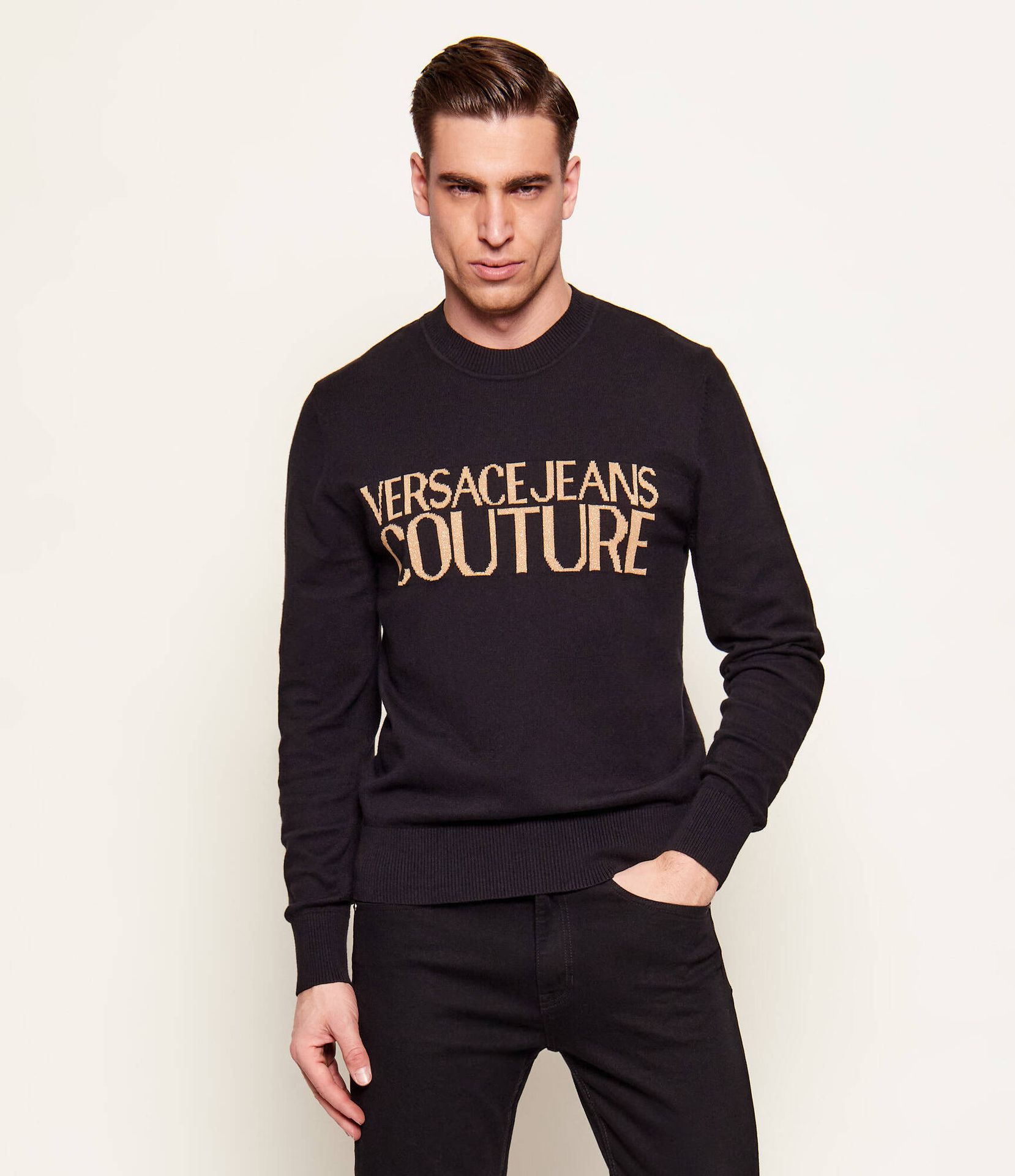 Versace Jeans Couture Sweter Slim Fit z dodatkiem kaszmiru