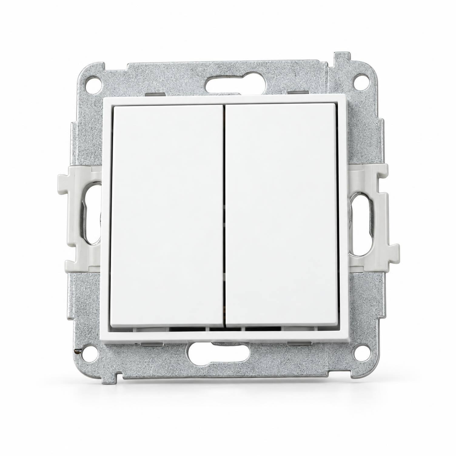 Karlik Mechanizm łącznika zwiernego, świecznikowego (dwa klawisze bez piktogramów, osobne zasilanie) MINI biały MWP-44.2