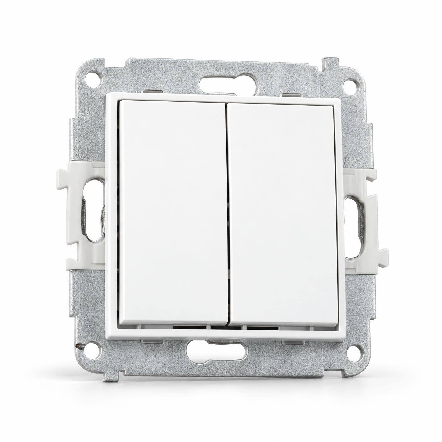 Karlik Mechanizm łącznika podwójnego schodowego (dwa klawisze bez piktogramów) MINI biały mat 25MWP-33.1